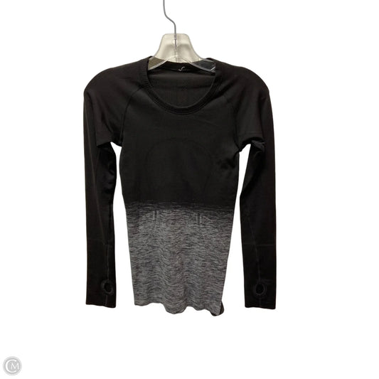 Athletic Top Long Sleeve Crewneck By Lululemon In Black & Grey, Size: Xs