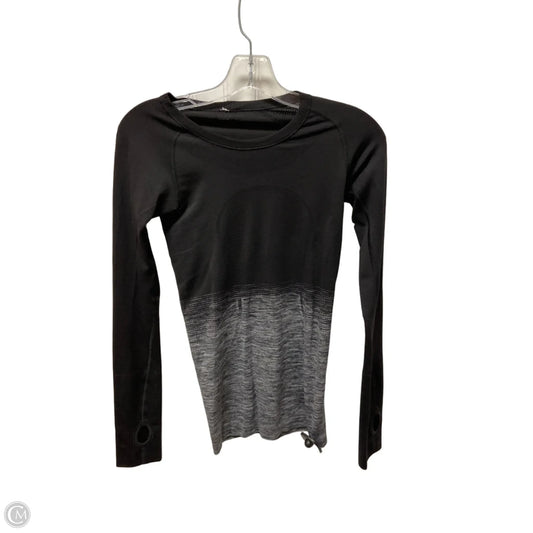 Athletic Top Long Sleeve Crewneck By Lululemon In Black & Grey, Size: Xs