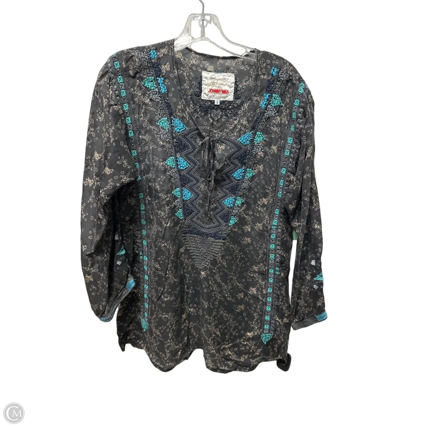 Top Long Sleeve By Johnny Was In Grey & Tan, Size: S
