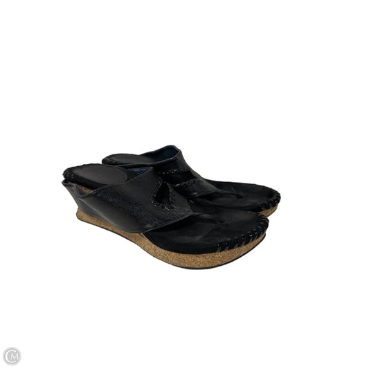 Sandals Heels Wedge By Clothes Mentor In Black & Blue, Size: 10