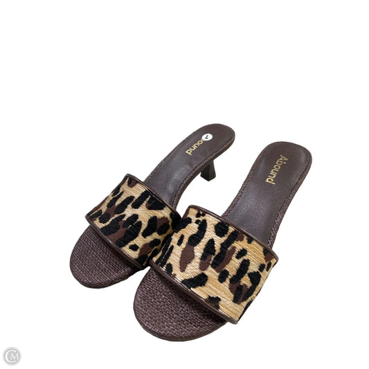 Sandals Heels Kitten By Abound In Brown, Size: 7
