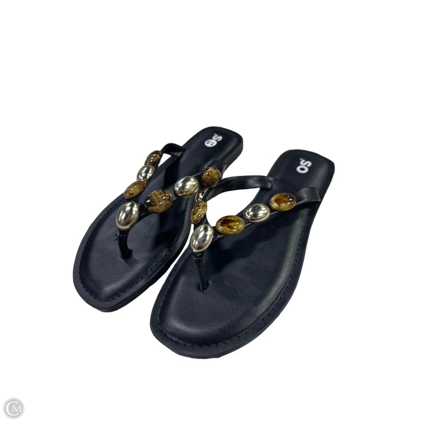 Sandals Flats By So In Black & Brown, Size: 7.5
