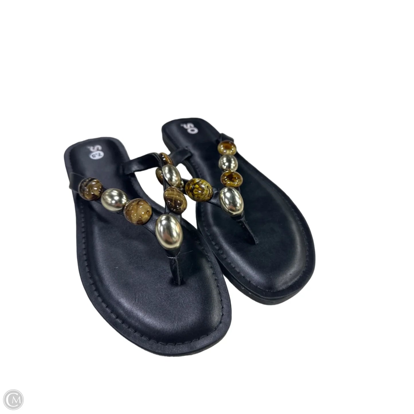 Sandals Flats By So In Black & Brown, Size: 7.5