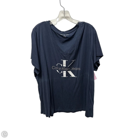 Top Short Sleeve Basic By Calvin Klein In Navy, Size: 2x