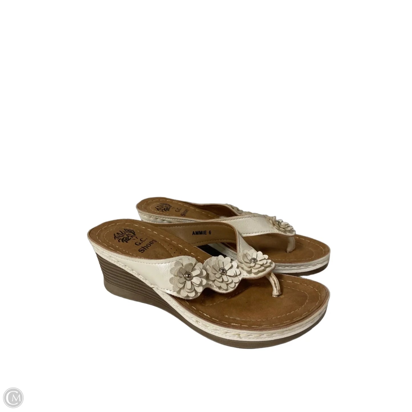 Sandals Heels Wedge By Clothes Mentor In White, Size: 6