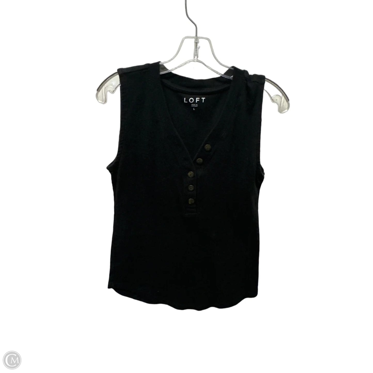 Top Sleeveless By Loft In Black, Size: L