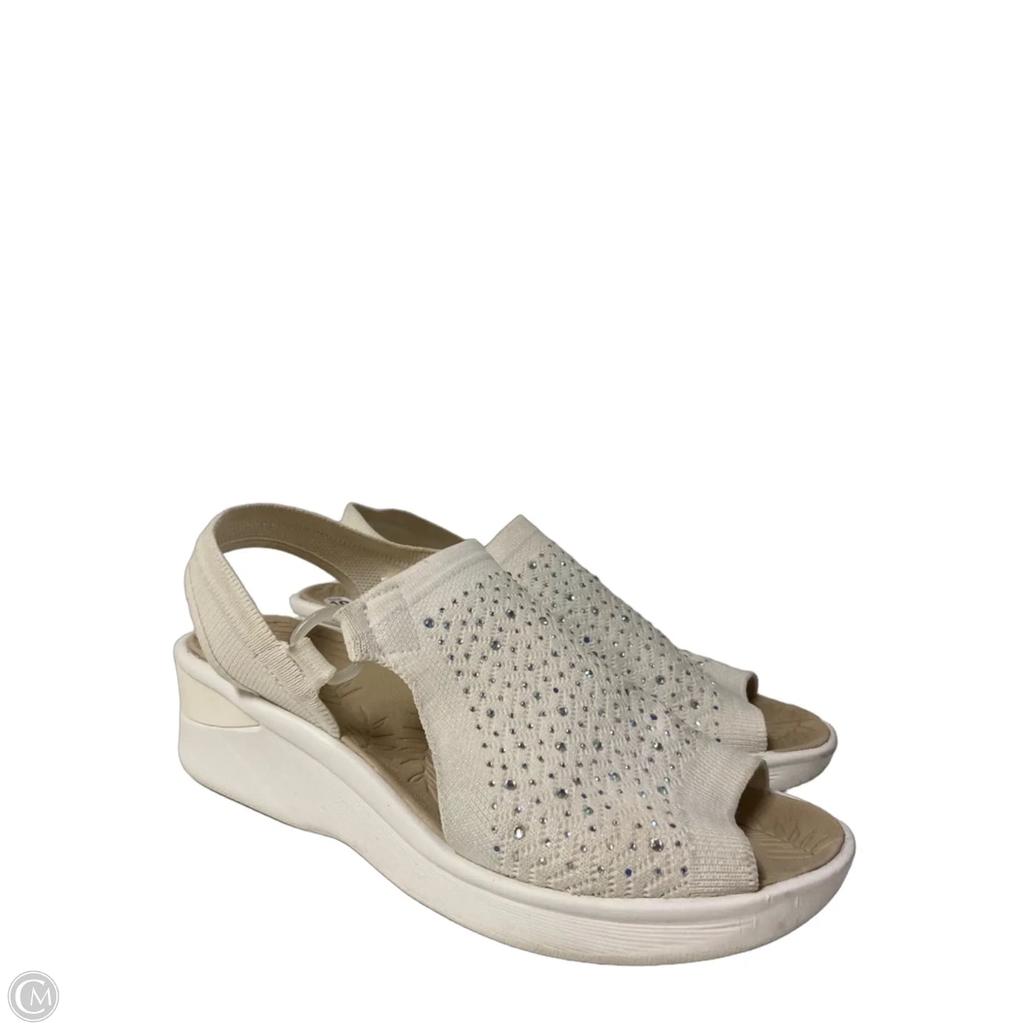 Sandals Heels Wedge By Bzees In White, Size: 10