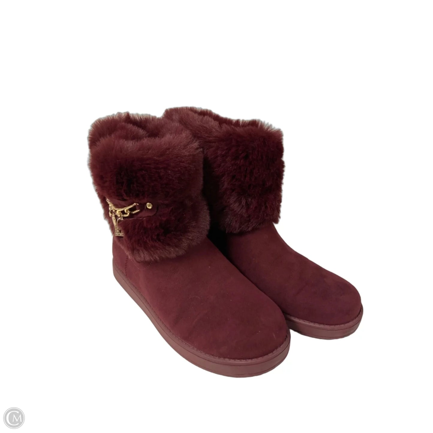 Boots Ankle Flats By Clothes Mentor In Maroon, Size: 8