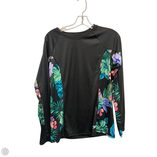 Athletic Top Long Sleeve Collar By Speedo In Black, Size: M