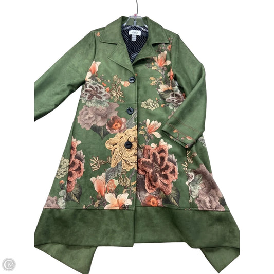 Coat Trench Coat By Clothes Mentor In Green, Size: S