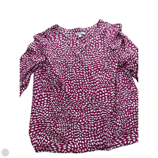 Top 3/4 Sleeve By Chicos In Pink & White, Size: Xl