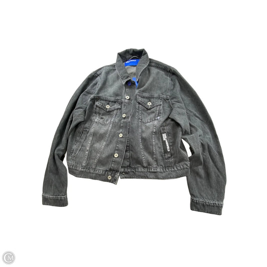 Jacket Designer By Karl Lagerfeld In Grey Denim, Size: L