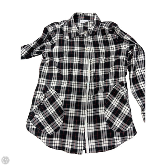 Top Long Sleeve By Joan Rivers In Plaid Pattern, Size: M