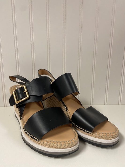 Black Sandals Heels Wedge Tommy Hilfiger, Size 9.5