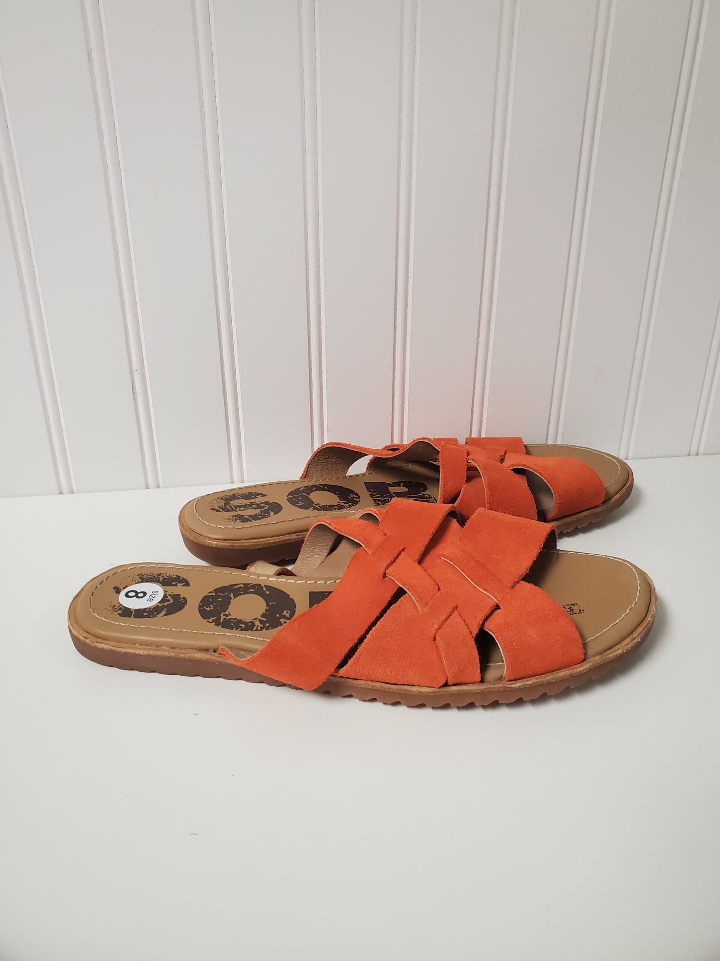 Orange Sandals Flats Sorel, Size 8