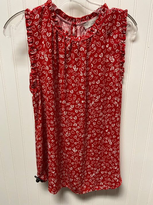 Red & White Top Sleeveless Loft, Size M