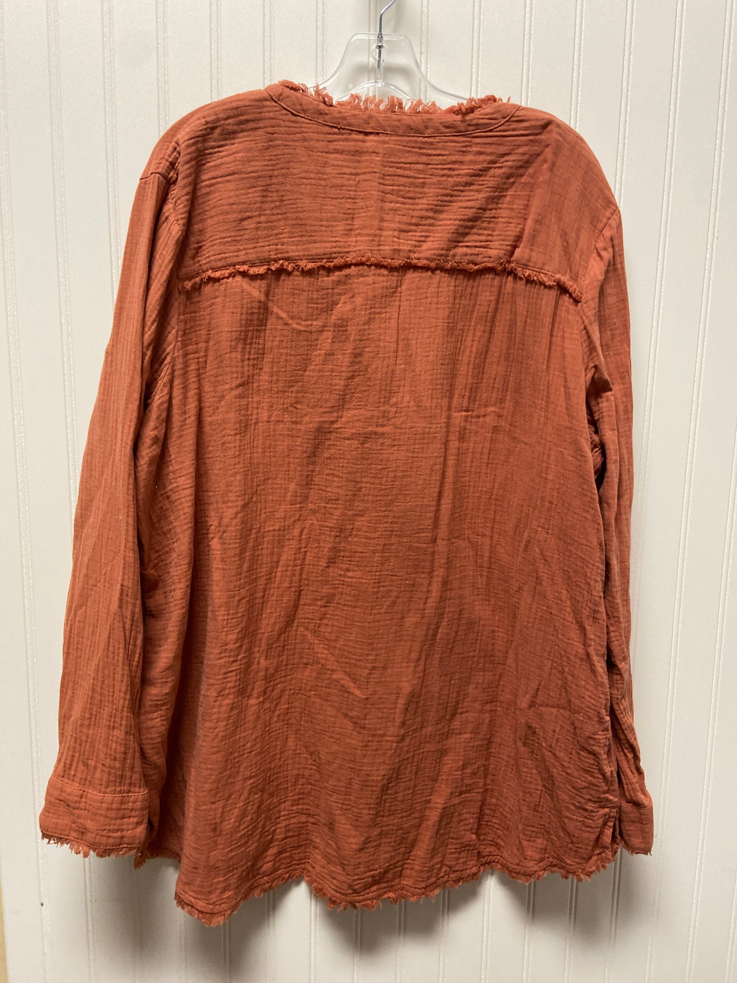 Orange Top Long Sleeve Natural Reflections, Size 1x