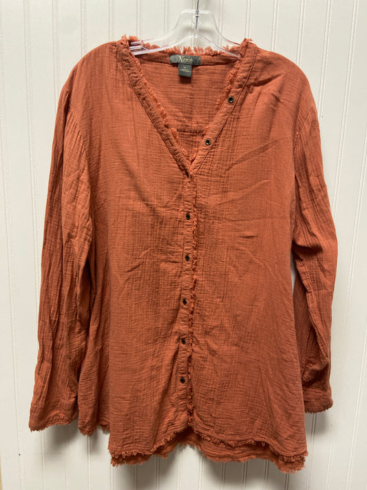 Orange Top Long Sleeve Natural Reflections, Size 1x