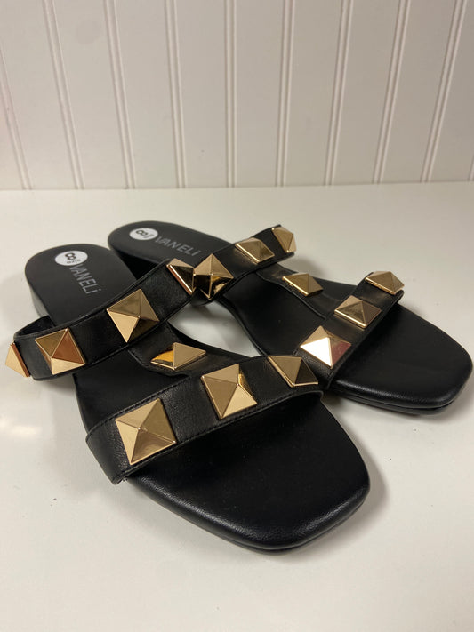 Black & Gold Sandals Flats Vaneli, Size 8