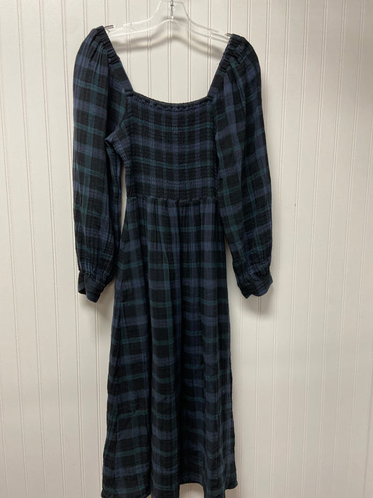 Plaid Pattern Dress Casual Maxi Madewell, Size M