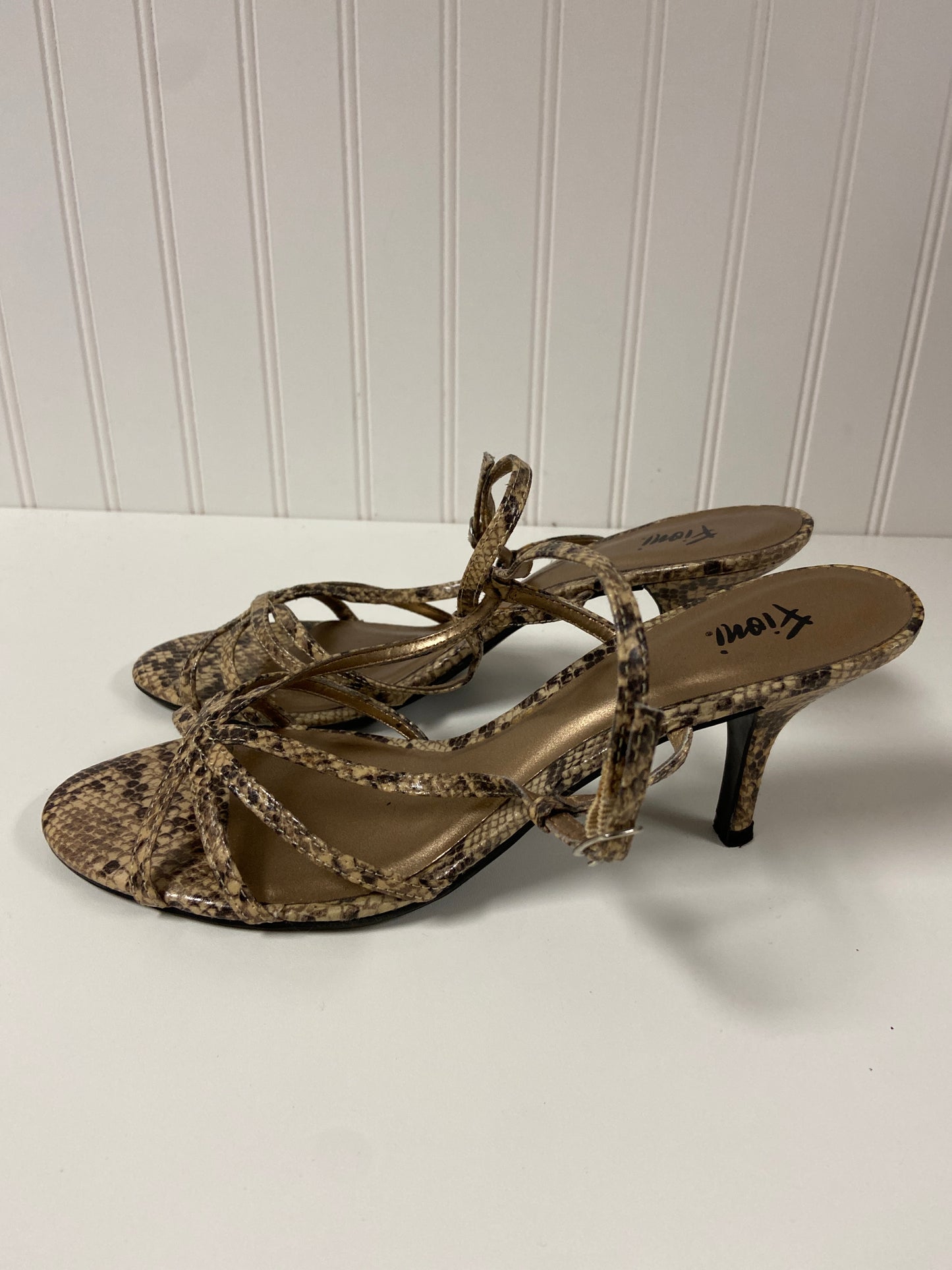 Snakeskin Print Sandals Heels Stiletto Fioni, Size 10