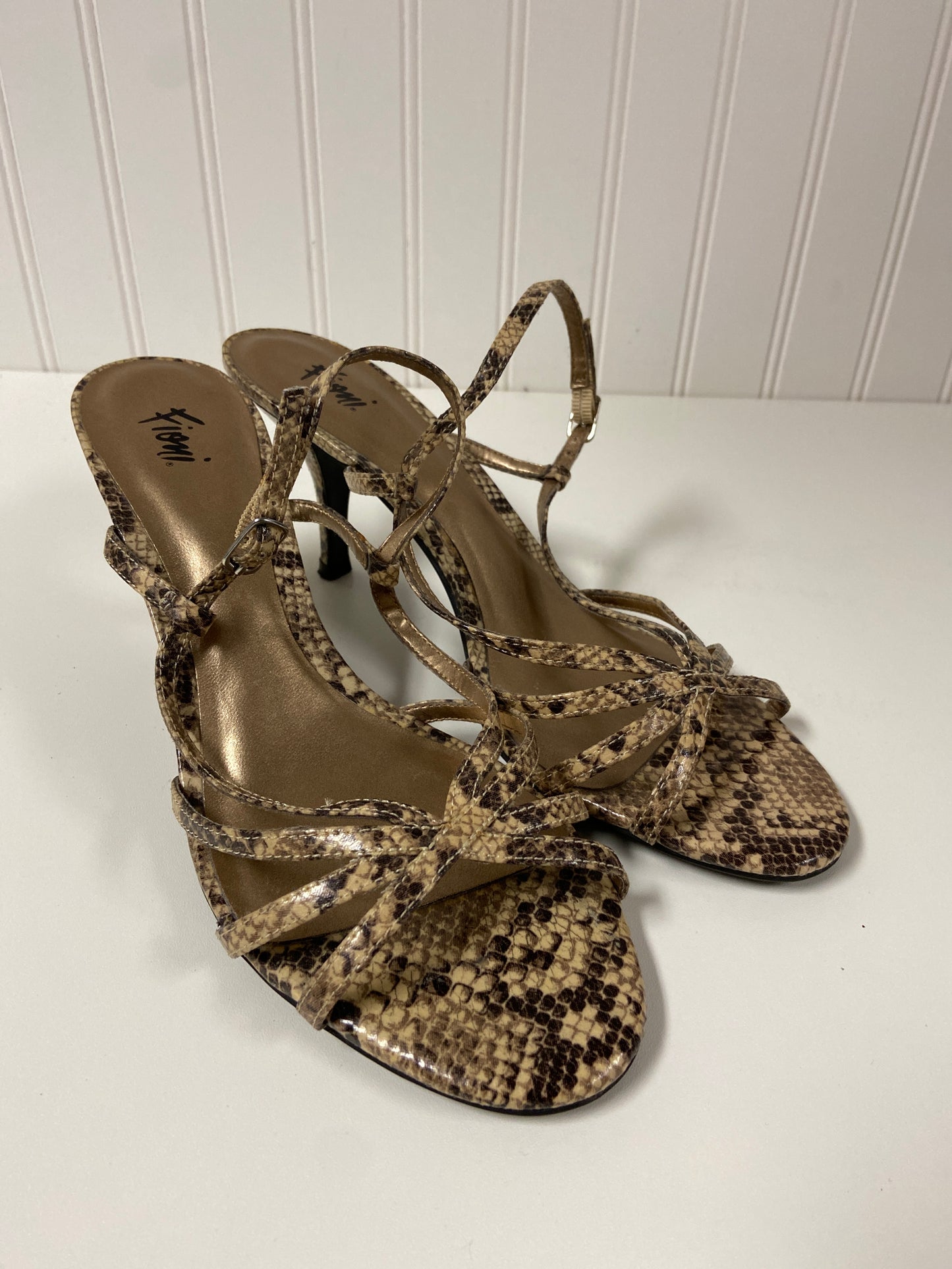 Snakeskin Print Sandals Heels Stiletto Fioni, Size 10