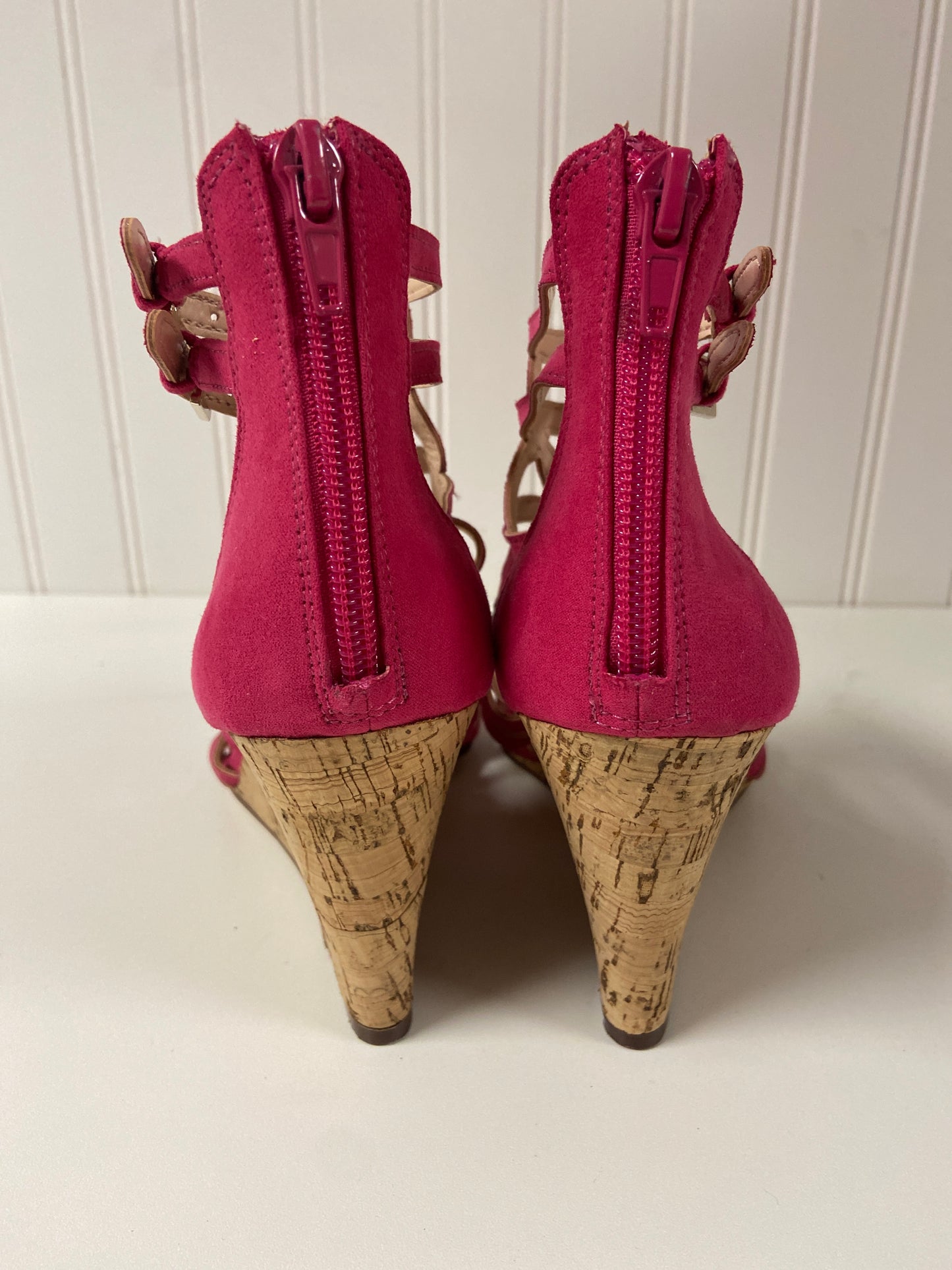 Sandals Heels Wedge By Nine West In Pink, Size: 6.5