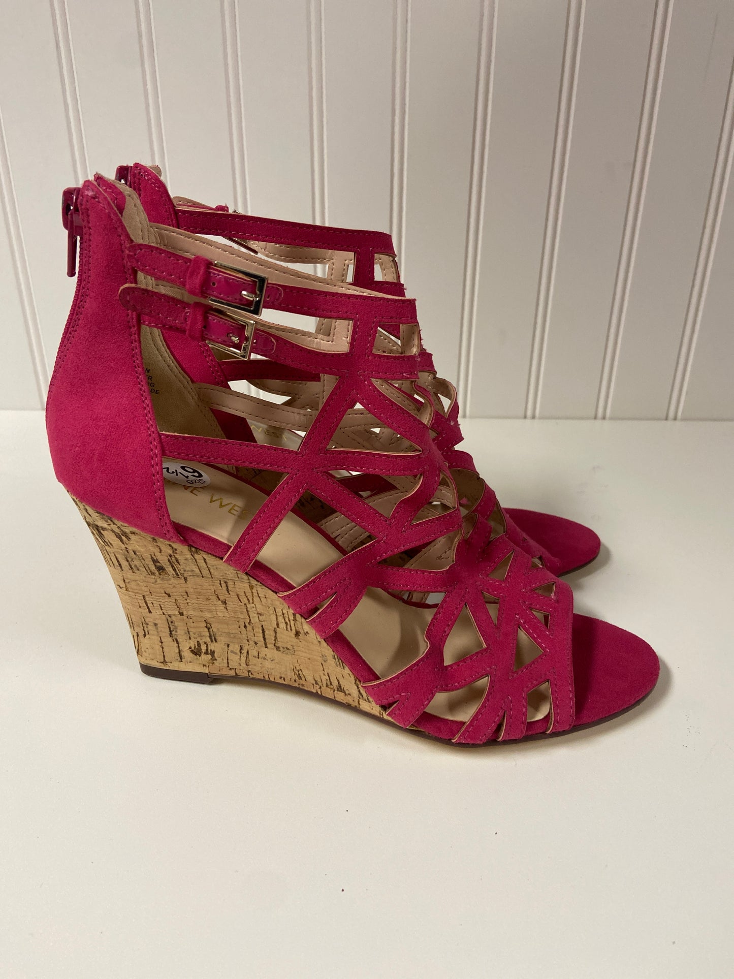 Sandals Heels Wedge By Nine West In Pink, Size: 6.5