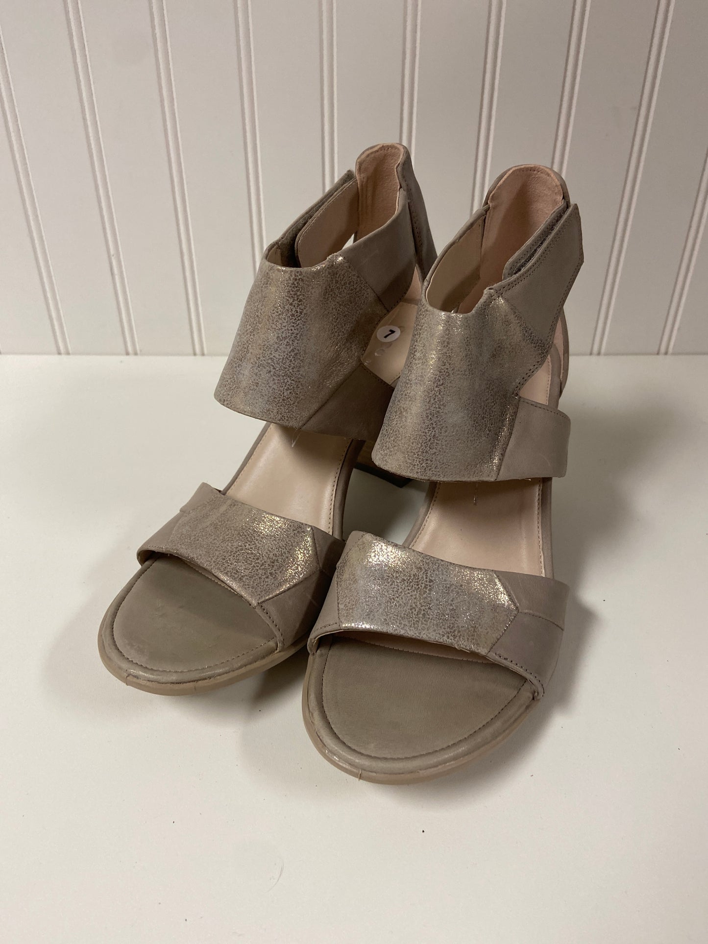 Sandals Heels Block By Ecco In Taupe, Size: 7