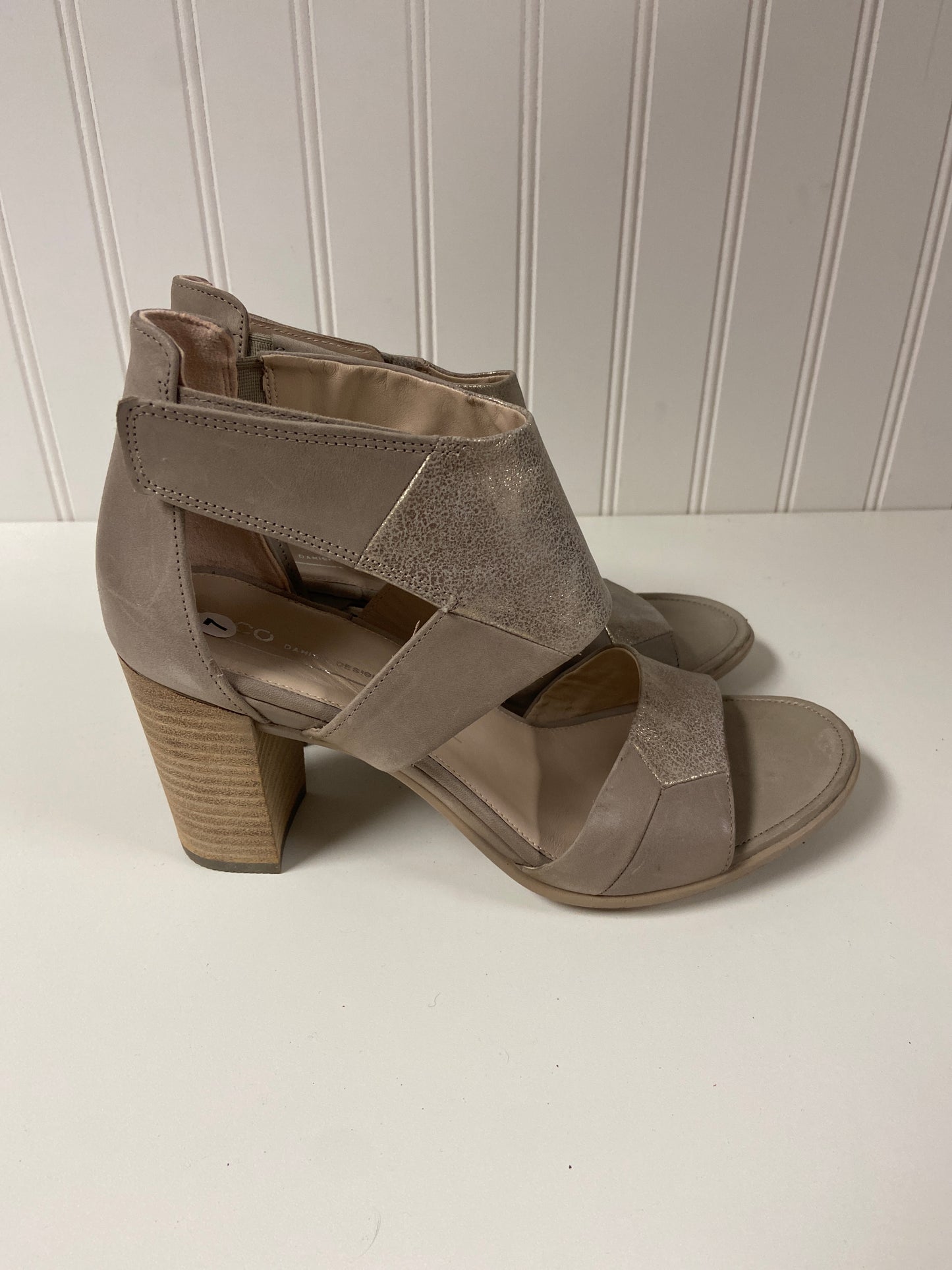 Sandals Heels Block By Ecco In Taupe, Size: 7