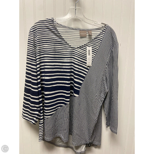 Top Long Sleeve By Chicos In Blue & White, Size: Xl