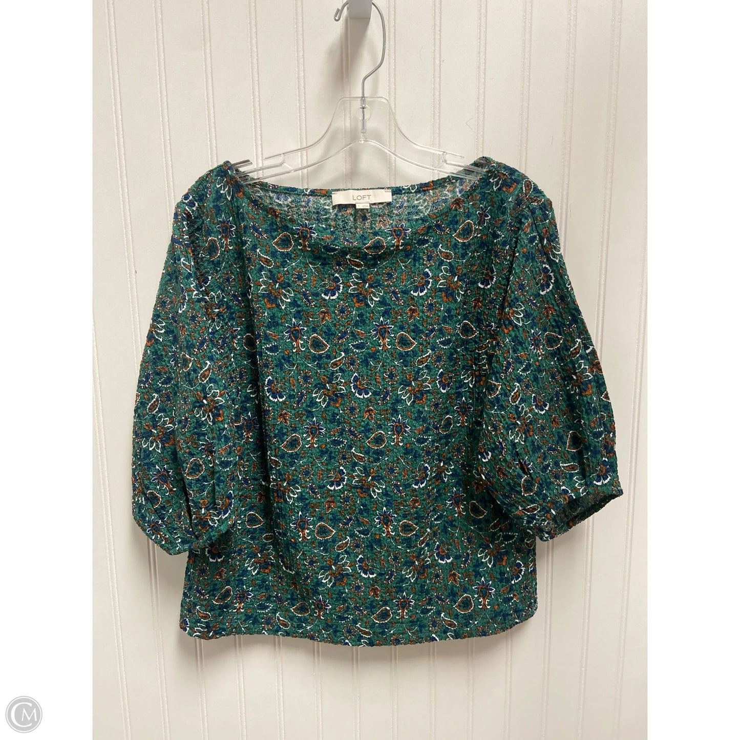 Top 3/4 Sleeve By Loft In Green, Size: S