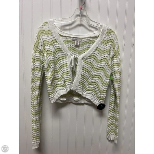 Cardigan By Clothes Mentor In Green & White, Size: M