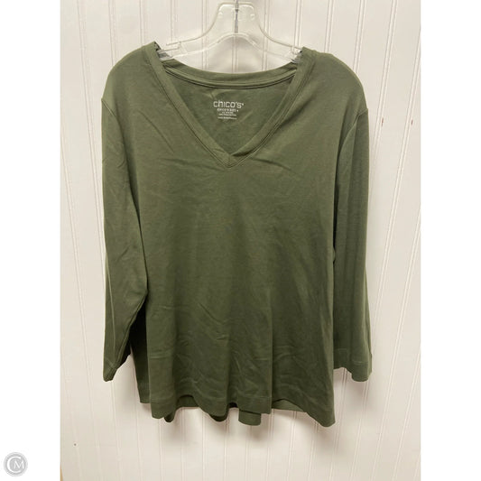 Top Long Sleeve Basic By Chicos In Green, Size: 1x