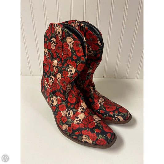 Boots Western By Clothes Mentor In Black & Red, Size: 10.5