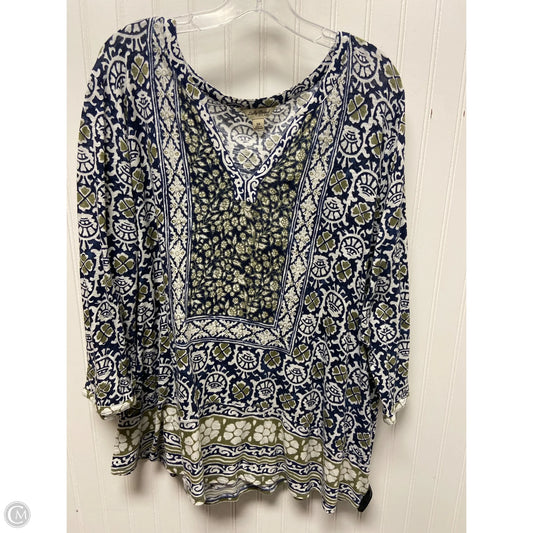 Top Long Sleeve By Lucky Brand In Blue & Green, Size: 3x