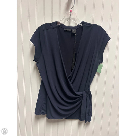 Top Short Sleeve By Tahari By Arthur Levine In Navy, Size: L