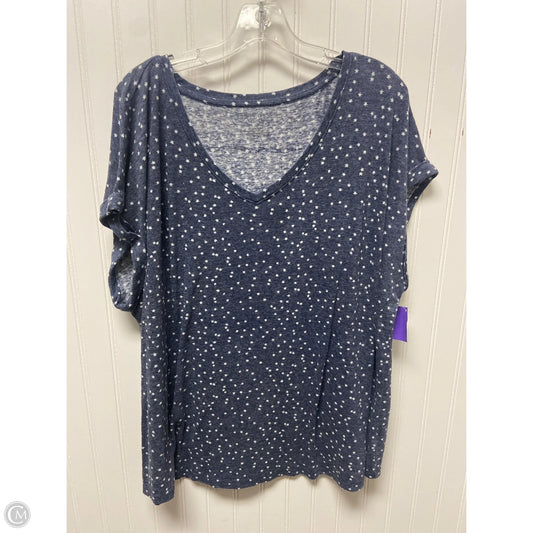 Top Short Sleeve Basic By Talbots In Blue & White, Size: 3x