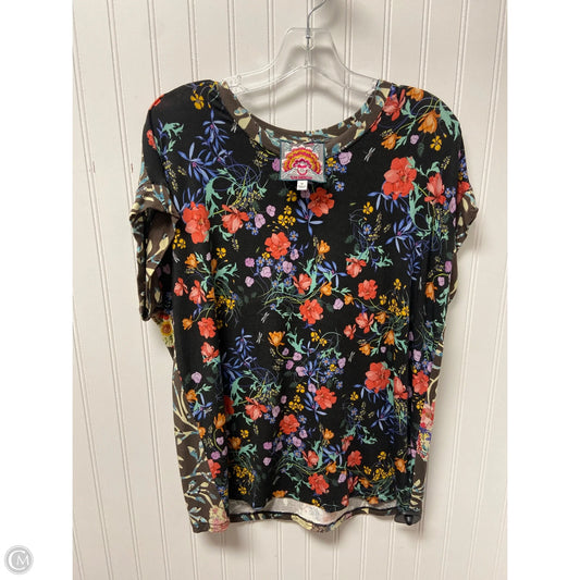 Top Short Sleeve By Johnny Was In Black & Brown, Size: M