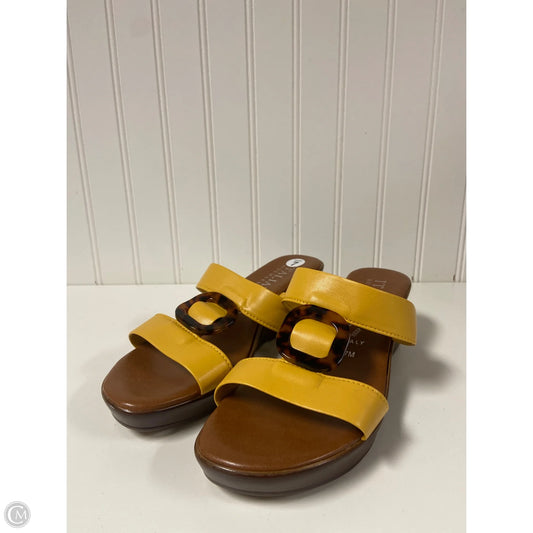Sandals Heels Wedge By Italian Shoemakers In Yellow, Size: 7