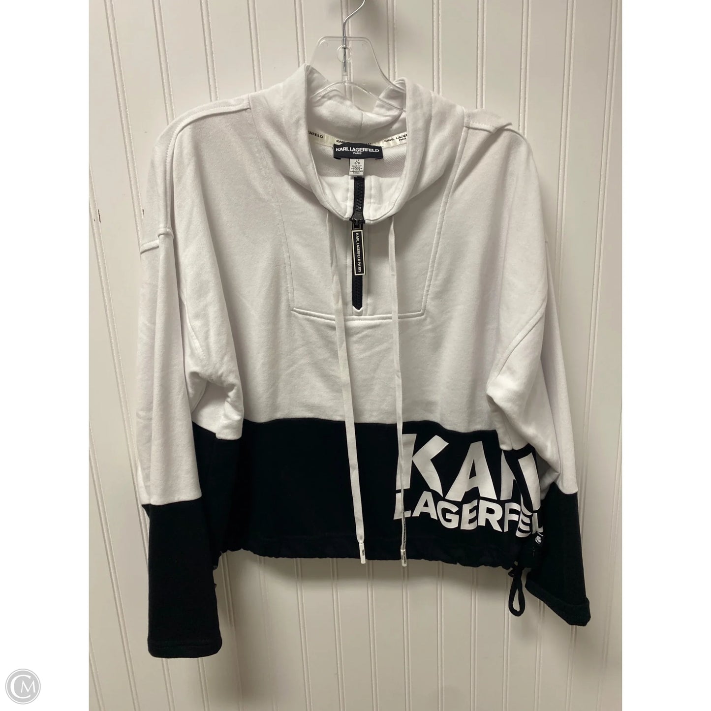 Jacket Designer By Karl Lagerfeld In Black & White, Size: L