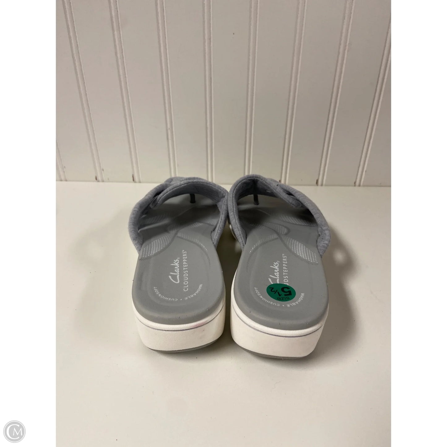 Sandals Heels Wedge By Clarks In Grey, Size: 5.5