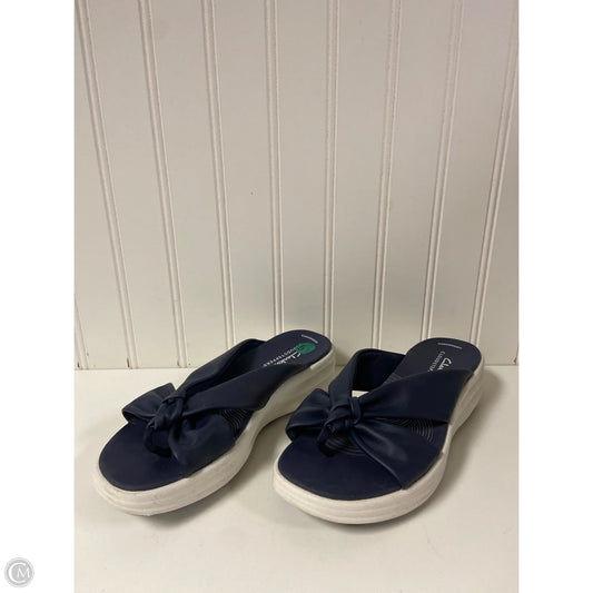 Sandals Heels Wedge By Clarks In Navy, Size: 5.5