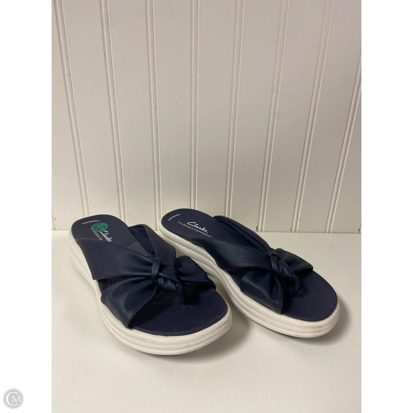 Sandals Heels Wedge By Clarks In Navy, Size: 5.5
