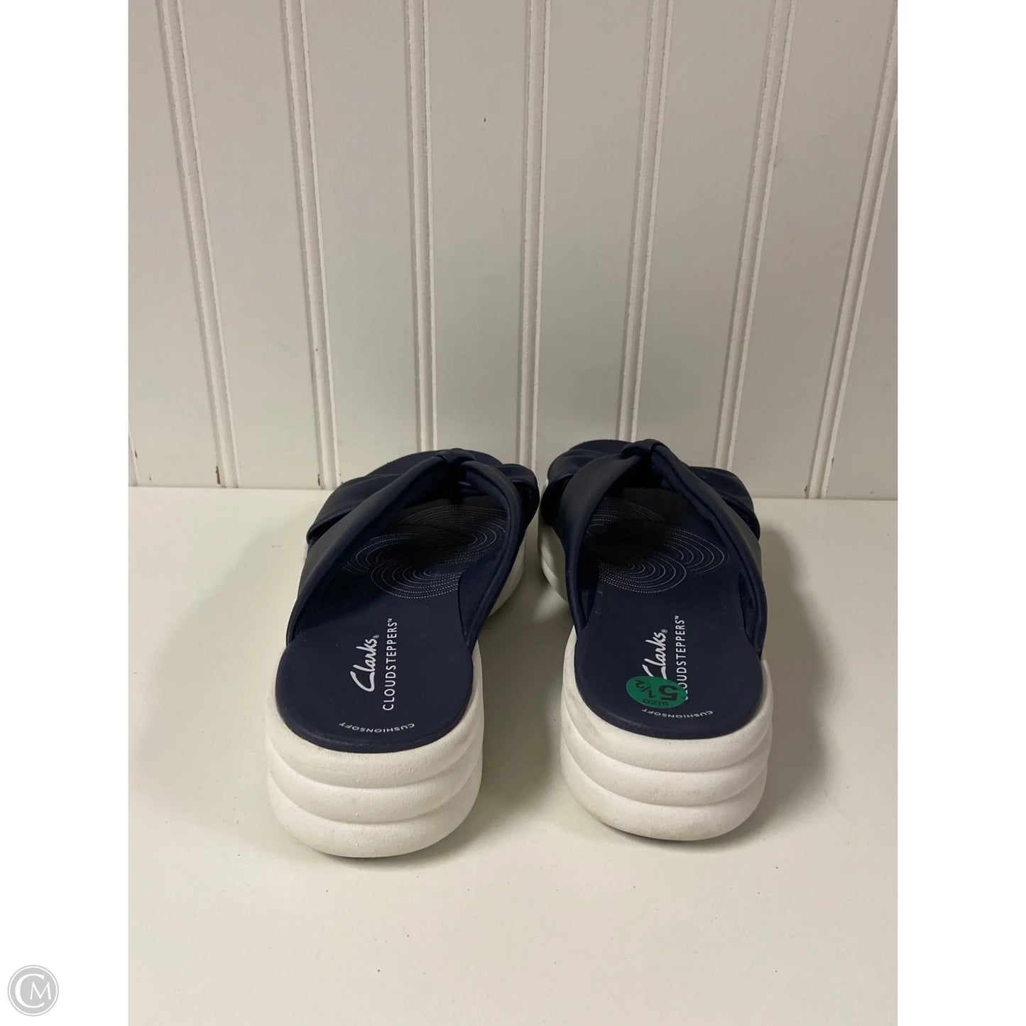 Sandals Heels Wedge By Clarks In Navy, Size: 5.5