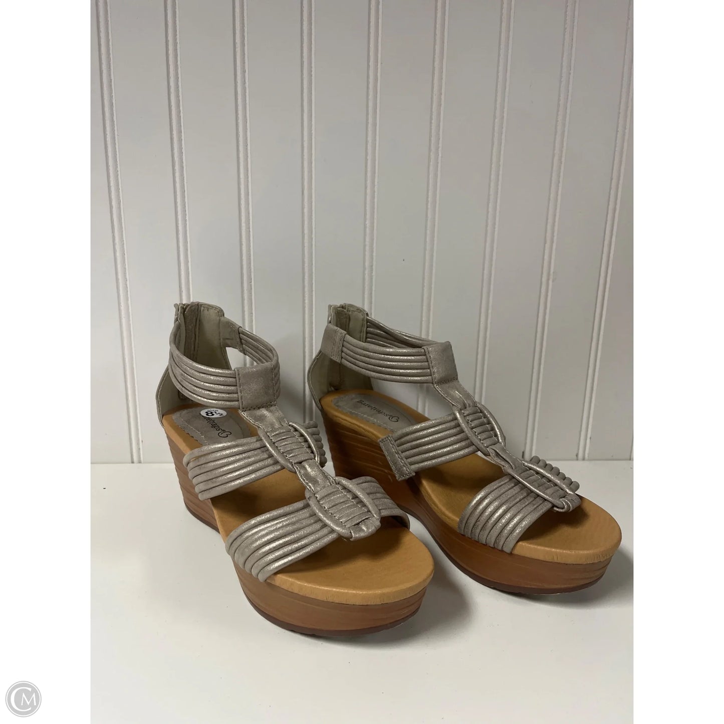 Sandals Heels Wedge By Bare Traps In Grey, Size: 8.5