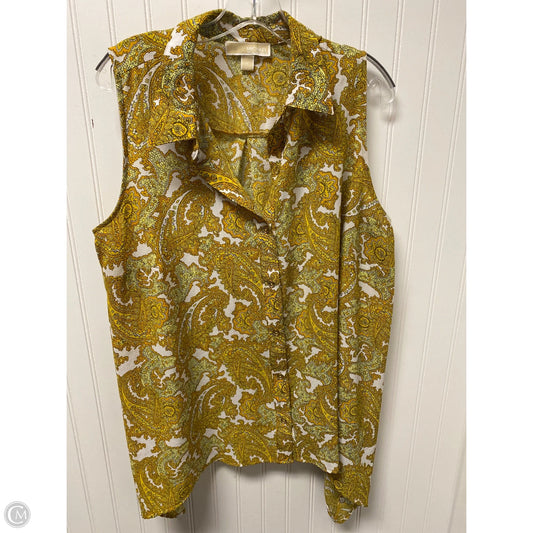 Top Sleeveless By Michael By Michael Kors In White & Yellow, Size: 1x