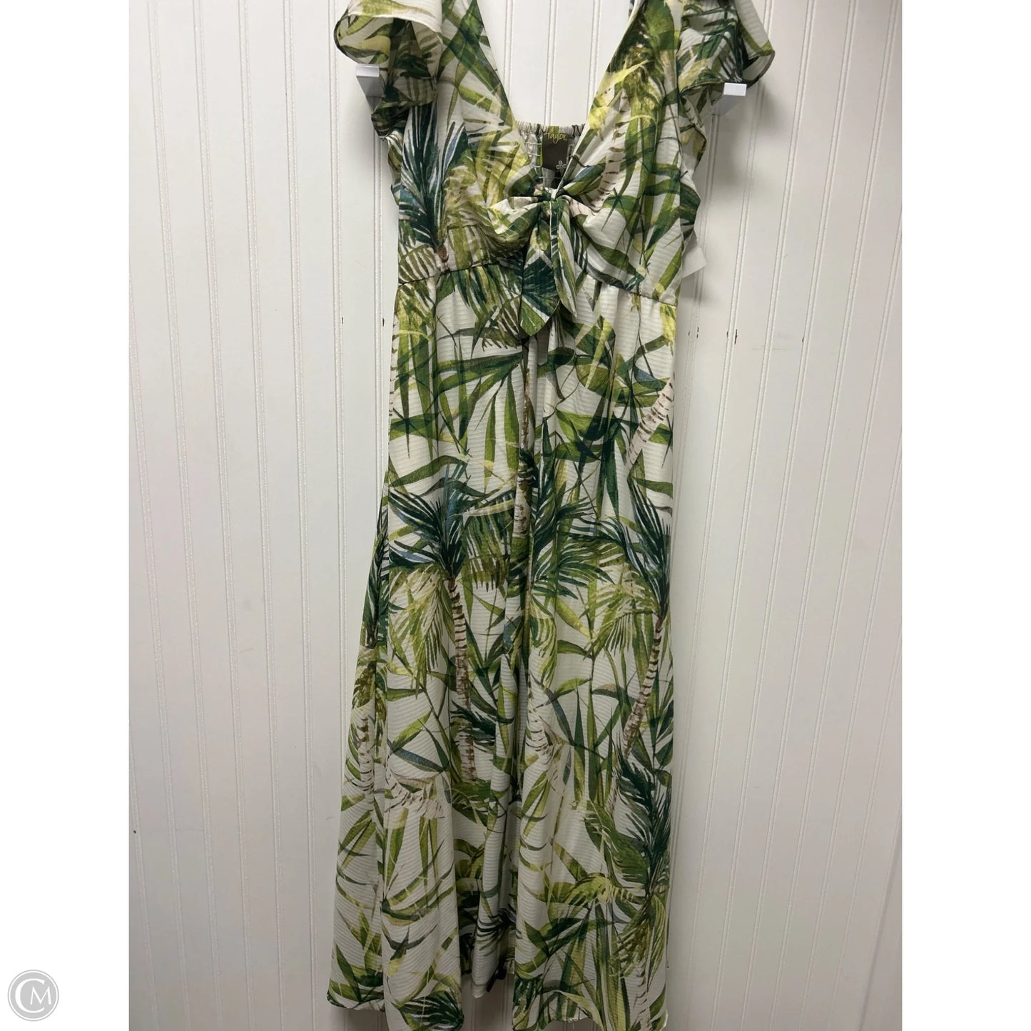 Dress Casual Maxi By Taylor In Green & White, Size: Xl