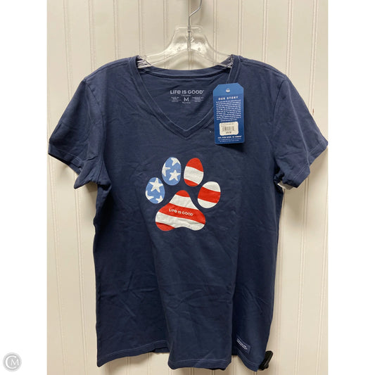 Top Short Sleeve By Life Is Good In Blue, Size: M