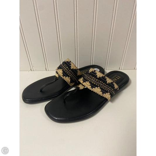 Sandals Flats By Italian Shoemakers In Black & Gold, Size: 7